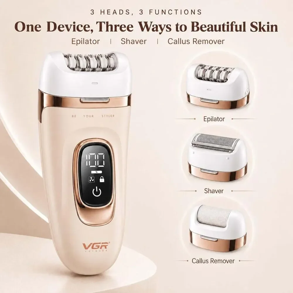 3-in-1 Women's Epilator Shaver & Callus Remover V-762 Pink